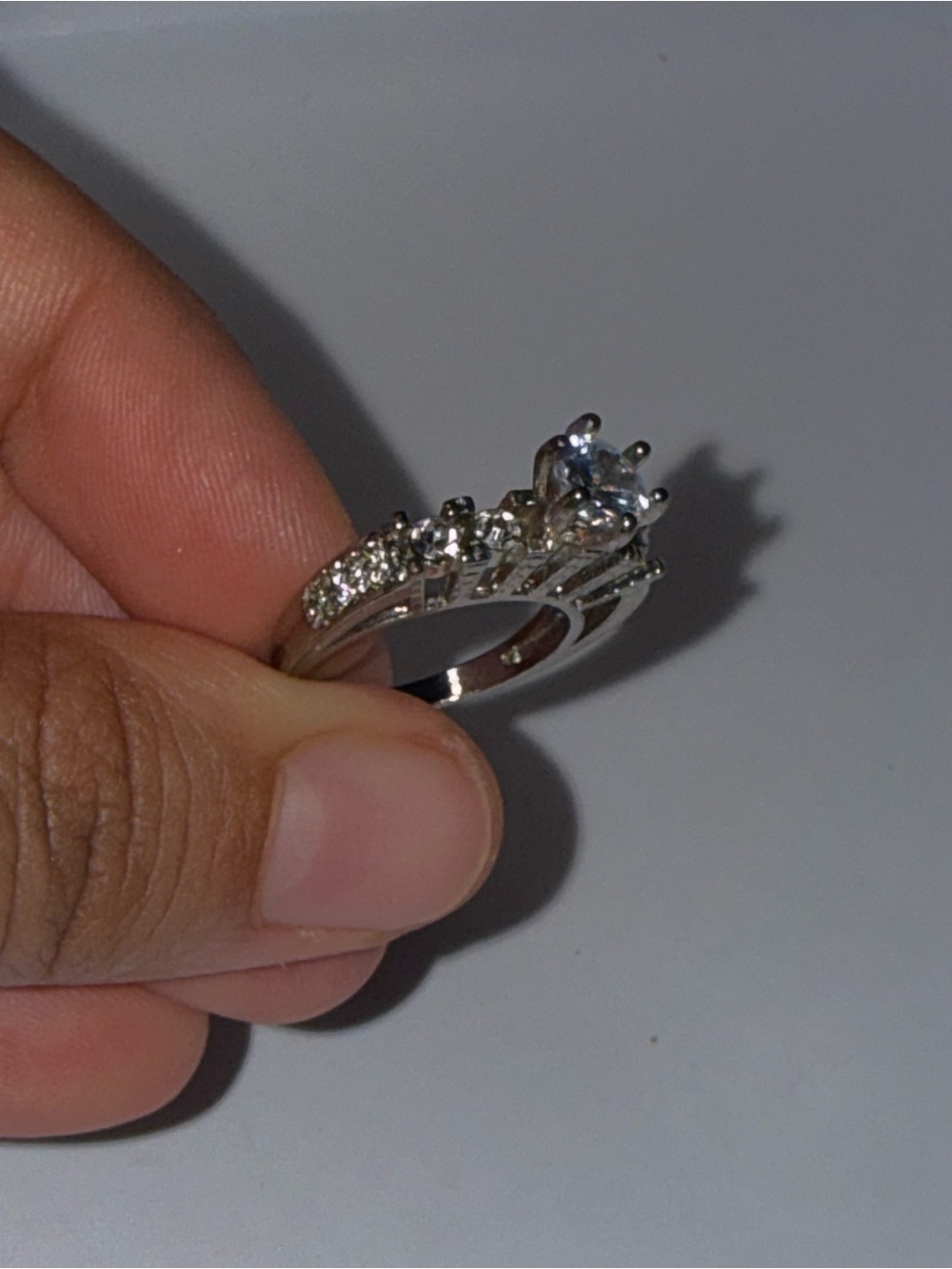 Classic Silver Cubic Zirconia Engagement Ring - Sparkling White
